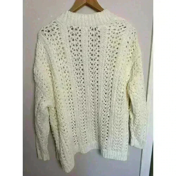 Hello Nite Super Soft Cream Cardigan Size M EUC Beautiful Open Knitted Pattern - Picture 4 of 9